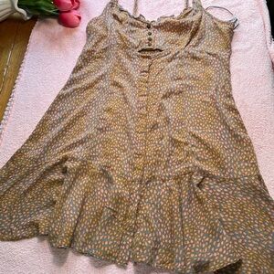 Free People Tan Sleeveless Buttoned Peplum Camisole